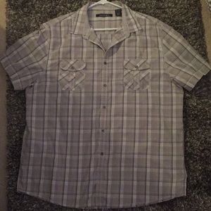 A(X)IST XXL tan and gray plaid short sleeve shirt